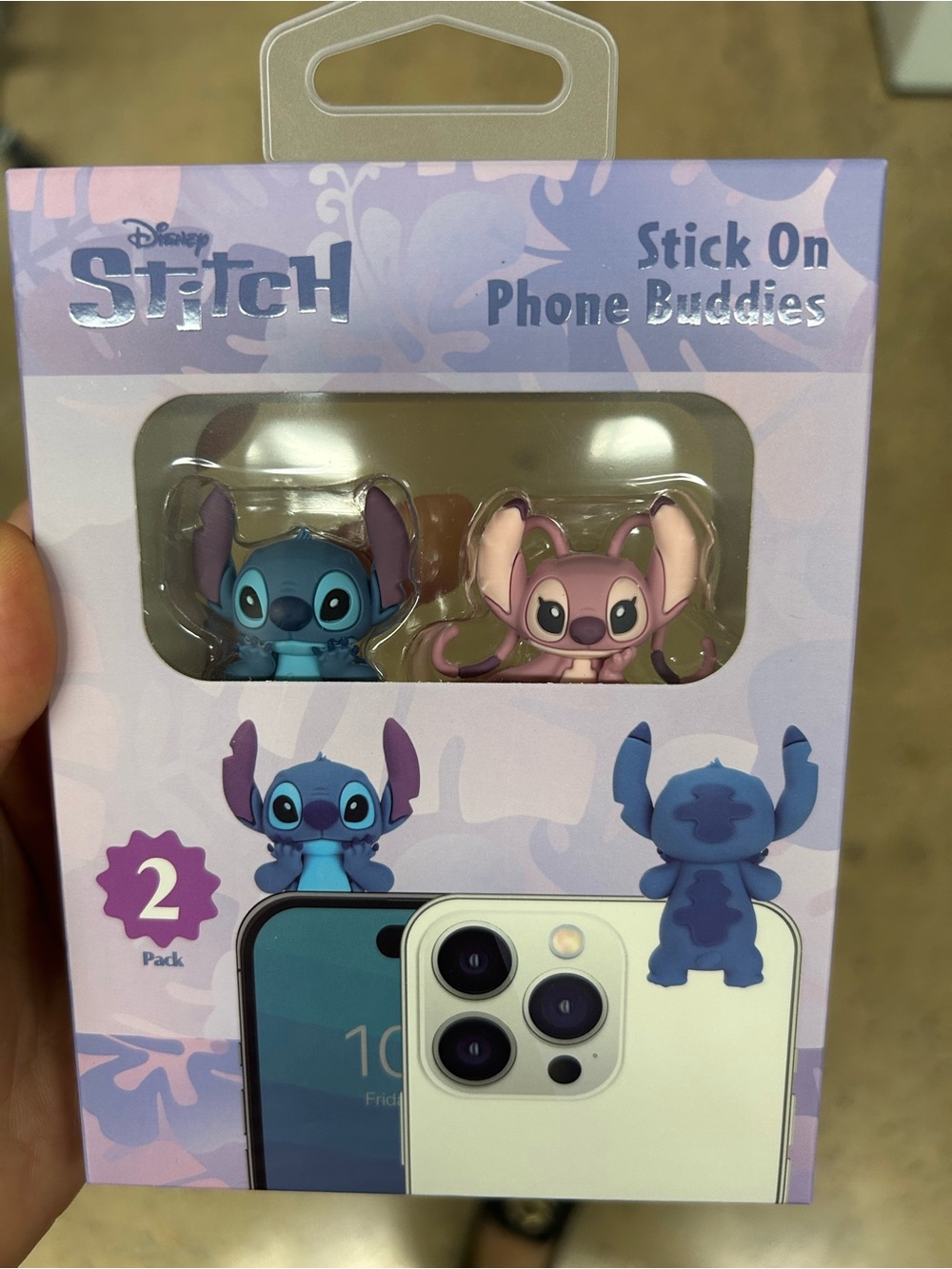 Disney Stitch Stick-On Phone Buddies - Blue & Pink Characters (2 Pack)